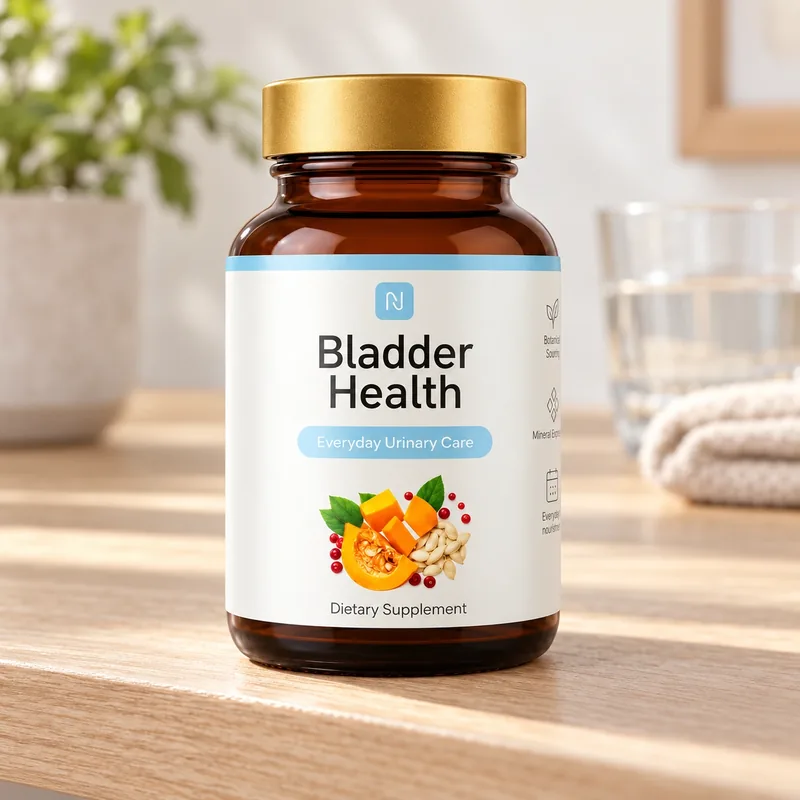 Bladder Health – słoik obok szklanki wody