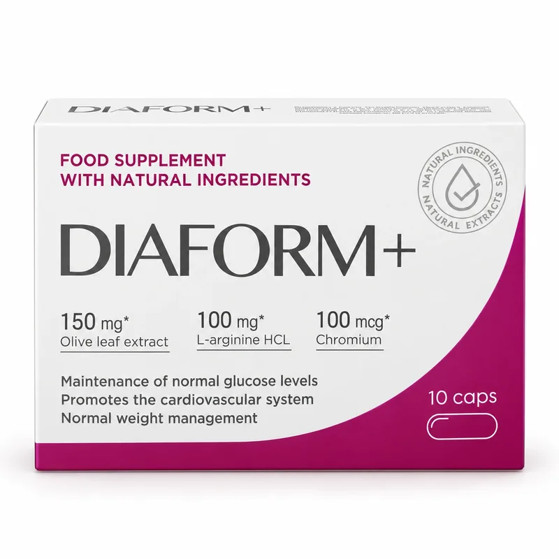DIAFORM+ – pudełko kapsułek z chromem i liściem oliwki