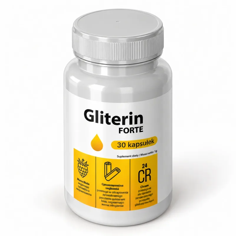 Gliterin Forte – opakowanie kapsułek pod innym kątem