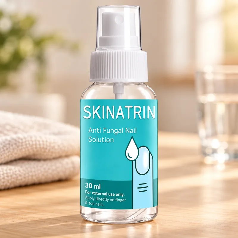 Skinatrin – butelka obok szklanki wody