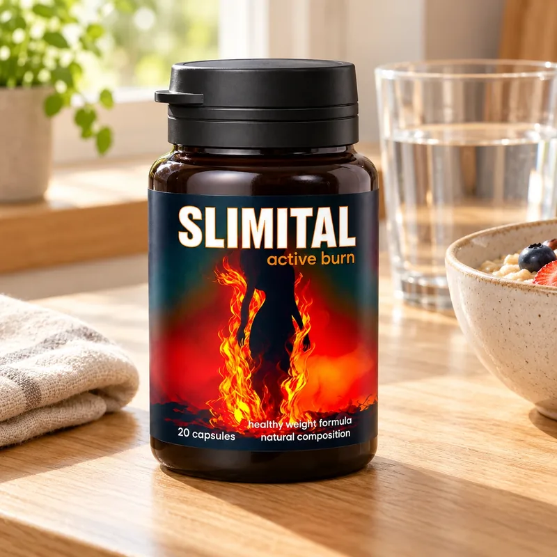 Slimital – słoik kapsułek na stole