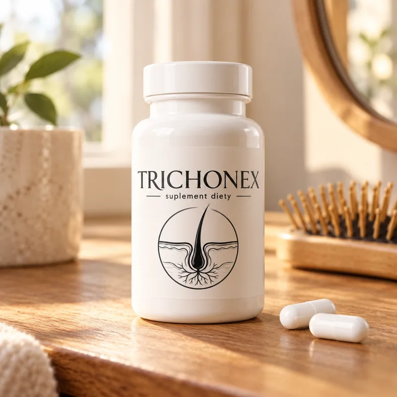 Trichonex – kapsułki obok szczotki do włosów
