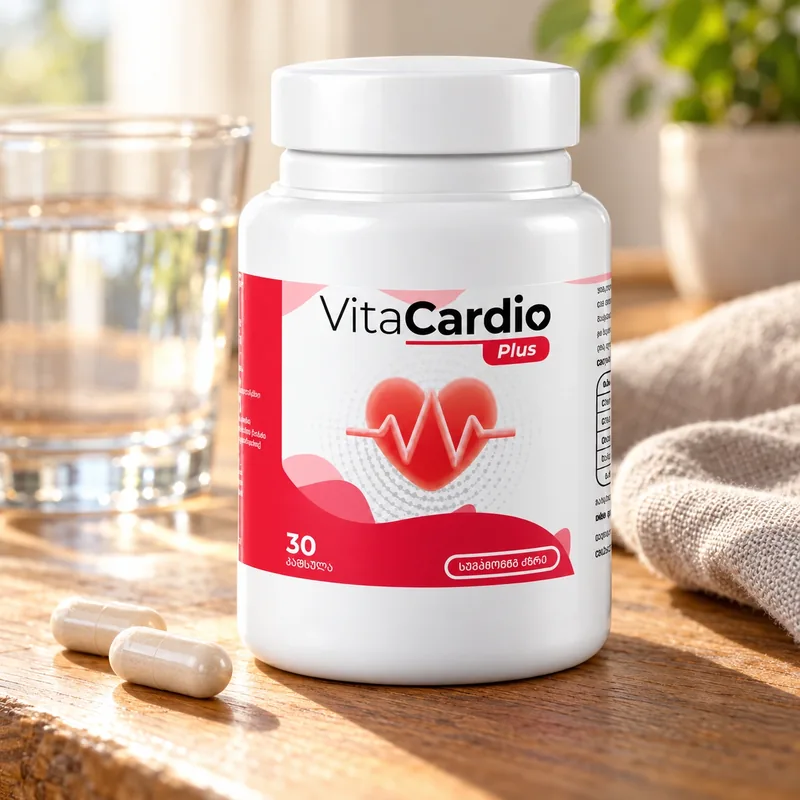 VitaCardio Plus – słoik i kapsułki na stole